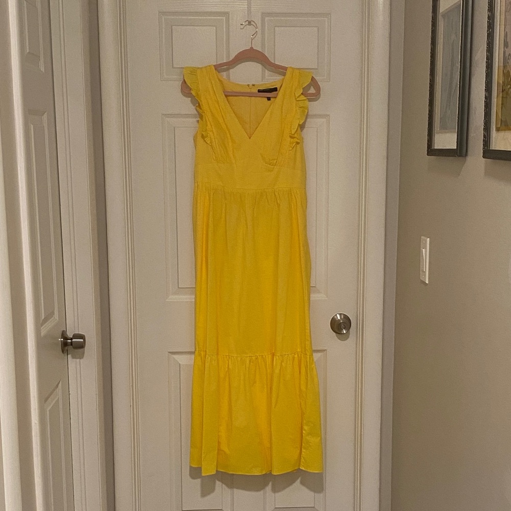 Maggy London Yellow Ruffle Sleeve Dress; NWOT